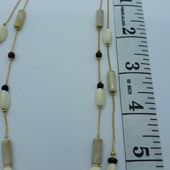 Vintage Artdeco Necklace Goldtone w Black Pendant - Picture 5 of 6